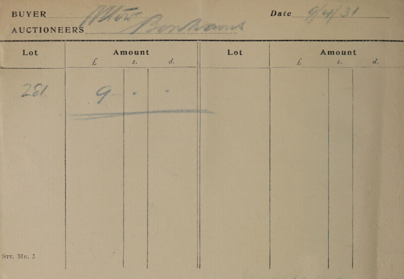 Date, &amp; &amp; A AUCTIONEERS oc. Amount — S  Lot    da. Ji.  Amount Lot   pest retention nh