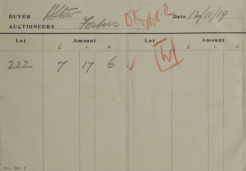  Lot Amount Ss   i oe Sty. Mu. 3  Si Nf          