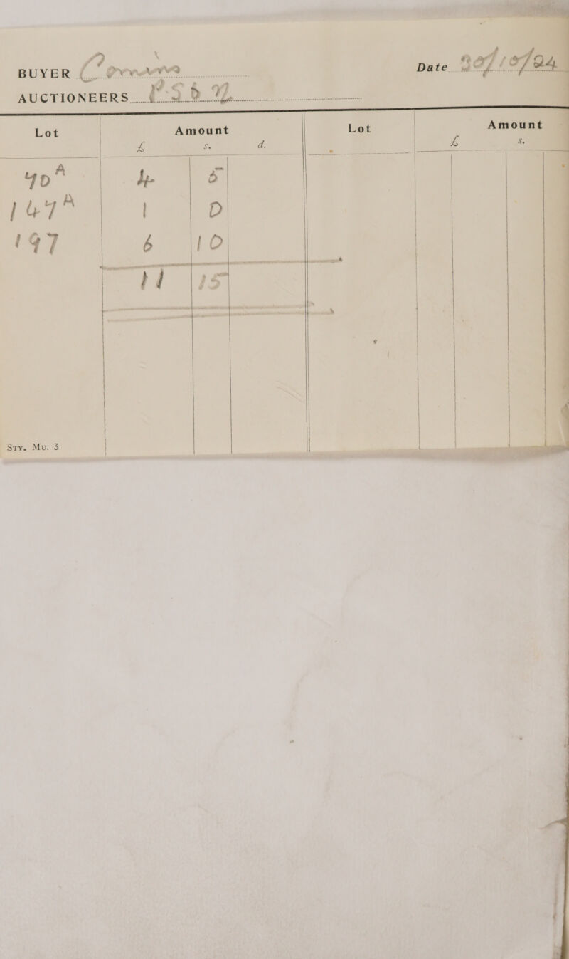 \ ; SOF &amp; BUYER r&amp; OOO ae Da te. BO7/ aa ee : auctioneers_(°5 6% a ae Lot Amount Lot |    - = . r Si Md a = — = — ar Ss OCS eae eee = CFE SS re Oa  