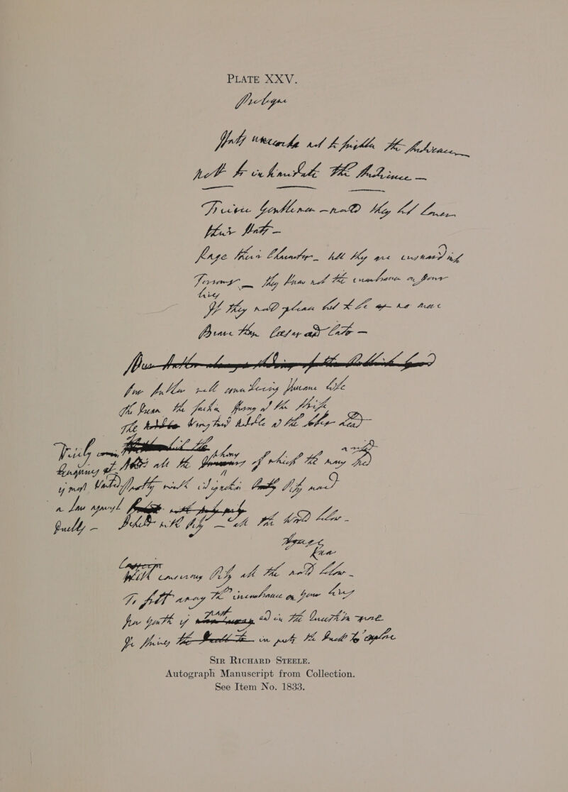 fb PLATE eV. Pocbiy fo “Rirhe rd h fahle iia SEB pct VE ss ie re FEE, Picie Girblinen pO My L/ Loo, fis fot [ie Vj Nts Ll, TOL OES VA ha pliae LE IG PUL Pe PEL EA PIE TP Drars oa’ Str RicHarD STEELE. See Item No. 1833.