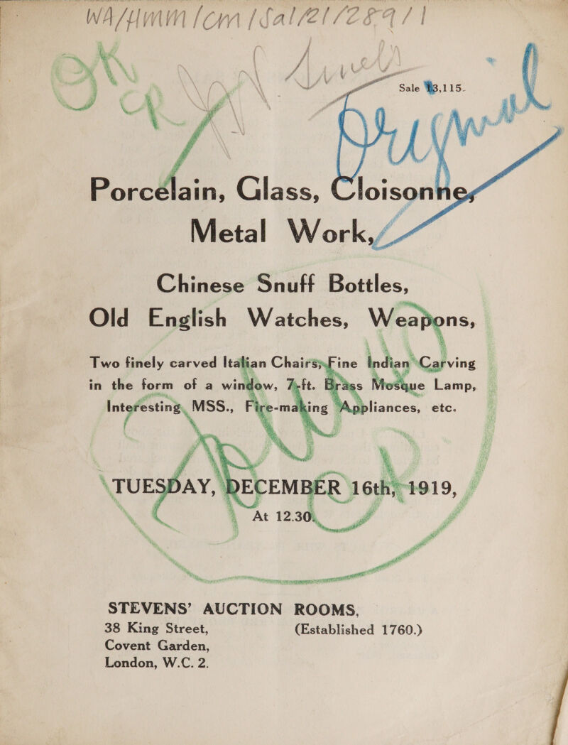 Porcelain, Glass, Metal Work, ~     ‘Uae at ¥4 t nti ( titer hi PRON ec A il Wht aegnnte™ mgr are RELI STEVENS’ AUCTION ROOMS, 38 King Street, (Established 1760.) Covent Garden, London, W.C. 2.