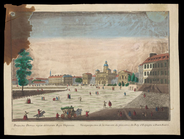 Buen Retiro palace, Madrid. Coloured etching, 17--.