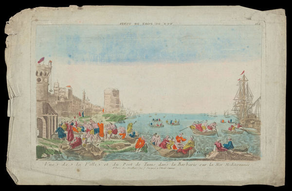 Tunis: the port. Coloured engraving, 17--.