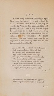 Account of the reparation of Dr. Pitcairne's monument in the Grayfriars Churchyard at Edinburgh, with a list of medical practitioners residing in Edinburgh, who agreed to pay each an equal share of the expence of that reparation. December 25 1800.