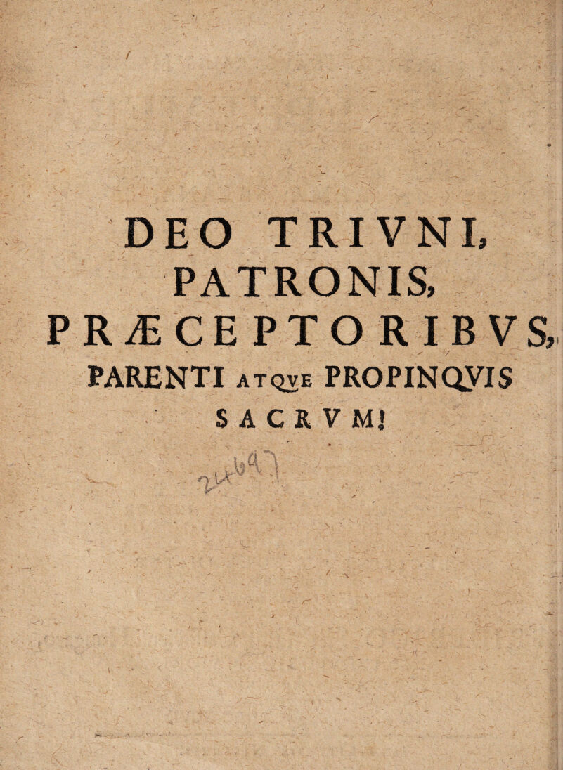 DEO TRIVNI, PATRONIS, PRyECEPTORIBVS, PARENTI atqve PROPINQyiS SACRVM! a y U'v /T