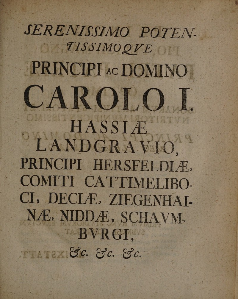 PRINCIPL. - DOMINO: .CAROI LL . Ks ) | E IACNpeem ^LANDG LA VO : -PRINCIPI.- HERSFELDLE, E E .COMITI CATTIMELIBO- DM UNE urn DECI JB; ZIEGENHAI- ? NE WDD«,, BE V M. P ^BVRGI, | n | corse &amp;. e. | E