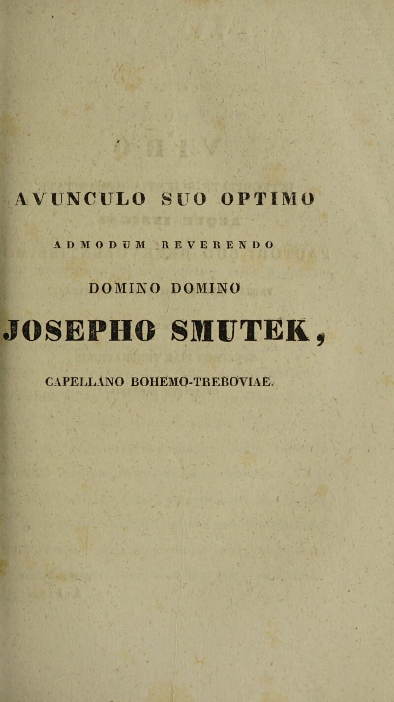 . v . ' ’ ,‘V / S , - s ' J/ '* ■■ ■ ' . / ' ’ 'm l’ / , 1 . <.•' k / j . 4 . * -w K&' . ^ AVUNCULO SUO OPTIMO \ » '■*-.> V I v ,' i1/V ■ ^ < >s- ' 's V ' • *.\ ^ ADMODUM REVERENDO DOMINO DOMINO JOSEPHOSMUTER, S * * ■A ' / <* *» V * capeelAno BOHEMO-TREBOVIAE. - V '