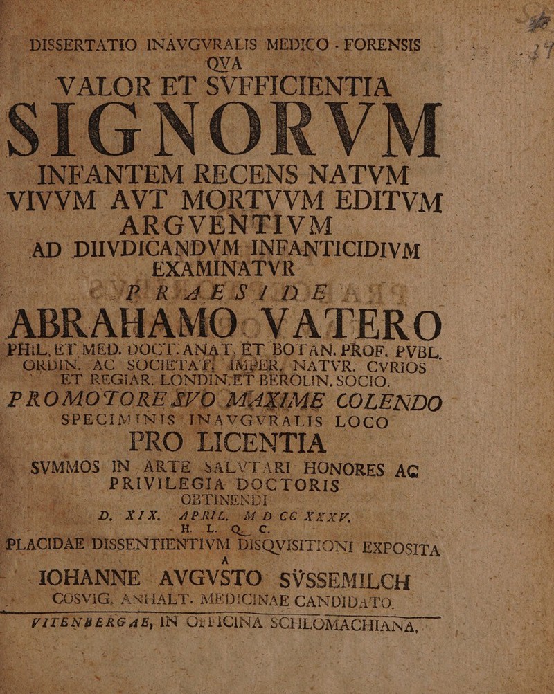 r BO TAN. PROF. PVBL, ie ER. NATVR. CVRIOS oru OLIN. SOCIO. | : PI n. BER ARE HONORES Nc | DOCTORIS- : -SVSSEMILCH. a THEE | COSVIG, ANH HAET. ME DICINAE CANDIDATO: ud E. ! FITENBERG AE, IN O:FICINA SCHLOMACHIANA,. n