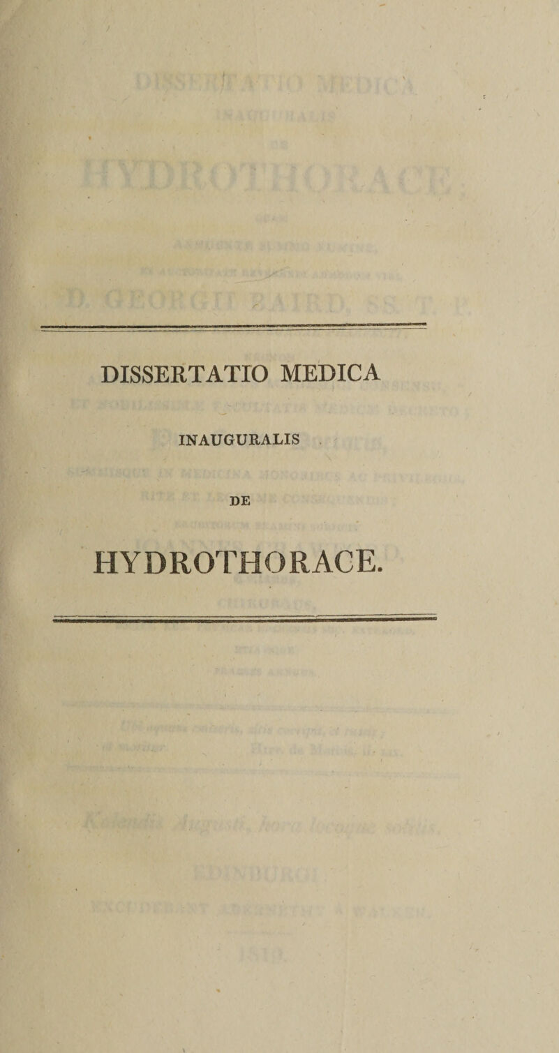 INAUGURALIS DE HYDROTHORACE.