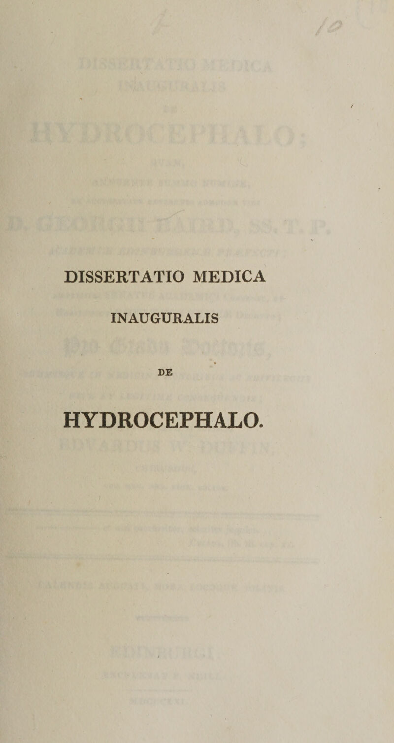 INAUGURALIS DE HYDROCEPHALO