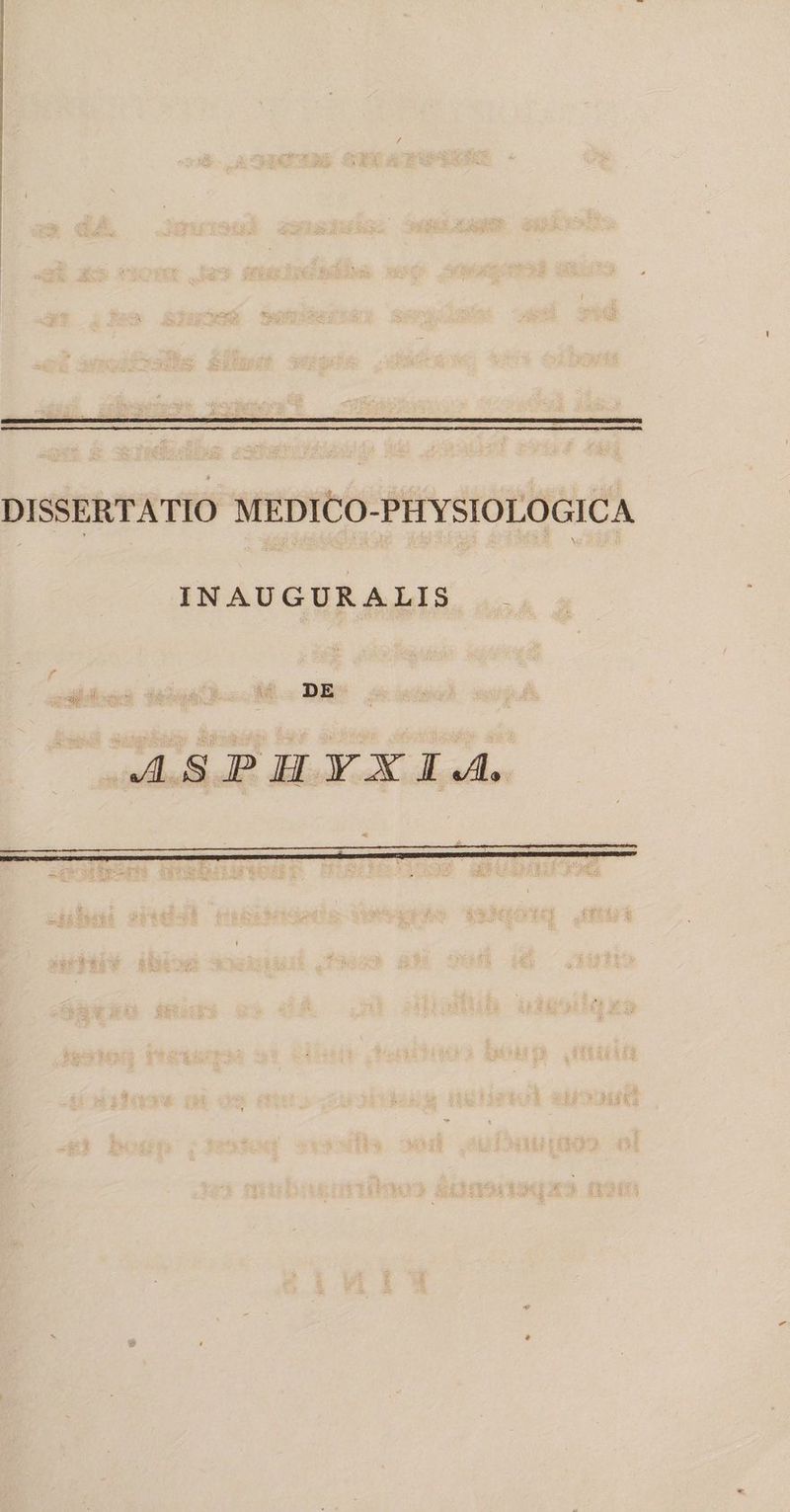 DISSERTATIO MEDICO-PHYSIOLOGICA INAUGURALIS DE AL SIIHYXI.A.