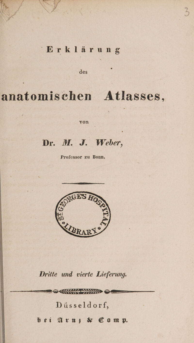 Erklärung des anatomischen Atlasses, Ton Dr. M. J. Weber, Professor zu Bomu Dritte und vierte Lieferung. Düsseldorf^ hei a in* & Comp,