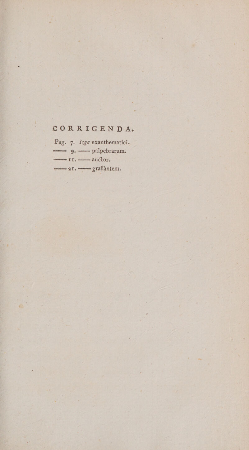 CORRIGENDA® Pag. 7, lege exanthematici. —— 9.-palpebrarum. —— 11. —— aucftor. —— 2i. ——- grafiantem.