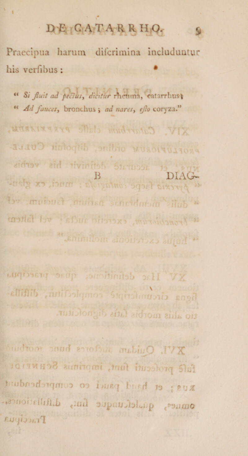 Dfi-lGiArT.A~I^ % Praecipua harum difcrimina includuntur his verfibus: • it « Si Jluit ad'^cl\s^dihiut‘ r^^nW,^«itarrhus| Ad fauces^ bronchus ; ad naresy tjlo coryza.” t, VTX -3jjuO iff7k)rft«h Ac finc « <!iVh9v ?iil ^ivrf^f»'.*. 6jiTirj3j H > •* B DIAG- XI ,nitm ; uyv^mnv- •5q'»(') ‘ '•^ V ftTi(n*o ' nr-ifffn iffi fiuL *• 'mflfil I r> • efSi/r-Ifi-Ji-X! ,w,m A^v-^no-^V ** ,fininiiln(n 'y.j aUlUjt I.liqr->^ri.r ,fj> ., ?tKn'to!> 2)11 VX cflifjifj ,nrlifj2F<jfno2 ^*qn:^ '<uyih sn^ffl -i' *'>■♦' * ^ ' * ^ Tuij •fdioiji 2ijli. oiJ ^ . F f I^^I|).'T^)1• -lUJff ,. .TI<.Li'uO .r^x • jQr2MH'>3 >!iinhnmi ij023V7q jlul > •nbmffiiqm 2 02 i lunq i* rrf • ptj^ ..«•'noiTlIiii.i, tUiil SJuauSioLqt, ,»9ija)o