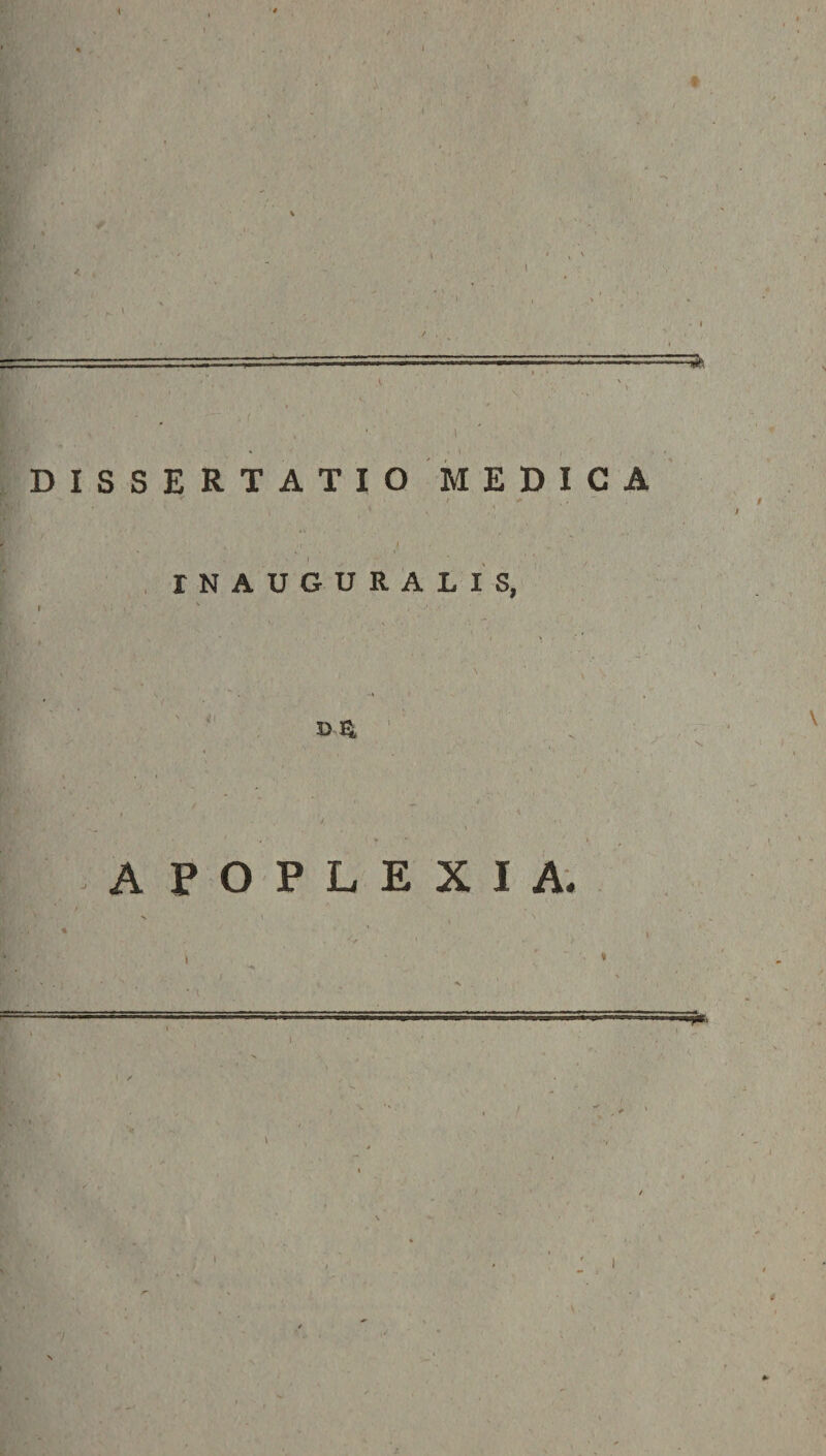 &lt; , DISSERTATIO MEDICA , INAUGURALIS, D 3^ APOPLEXIA.