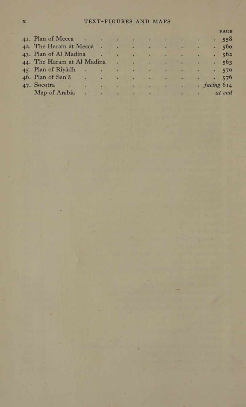 TEXT-FIGURES AND MAPS Plan of Mecca The Haram at Mecca Plan of Al Madina The Haram at Al Madina Plan of Riyadh Plan of San‘a Socotra Map of Arabia PAGE 558 560 562 563 570° . aed . facing 614 at end