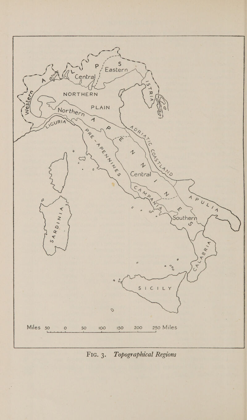    cf“ es \ rane Ae 7) ra \ / bind J Nea P Oli \ / Eastern ao Gin iK( Central / ‘ ° ONE ¢ lal re! Lo \ iN oe h ui if X, 1 / 5 as \ aS NORTHERN j on CV cg = \ ee it “OU LAIN ~ QO i Nort; \ ae herp AY; \ 4 aa Cun” vv         ©, a Jo < Peer \ ‘“ &amp; VN 4 c&amp; GA) 1 Abe ee « Thy ty 7 $ 7 : e A Ce As ue Cig ? < Tied ° DQ 4 i Southern S ° eo 9 o 3 a “s Ll Zesiaene > Miles so O 50 100 150 200 250 Miles |  ———— Fic. 3. Topographical Regions