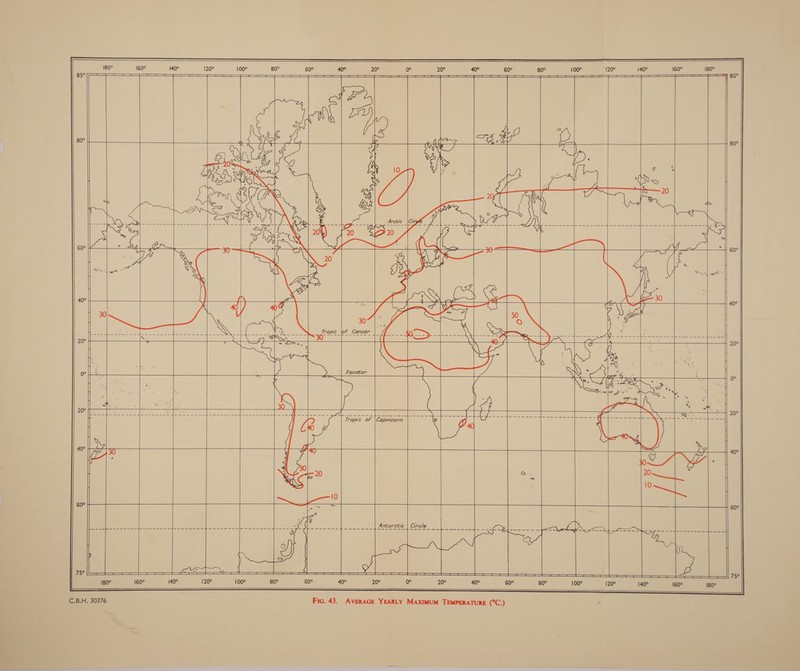                                           C.B.H. 30376 Fic. 43. AVERAGE YEARLY MAXIMUM TEMPERATURE (°C.) a