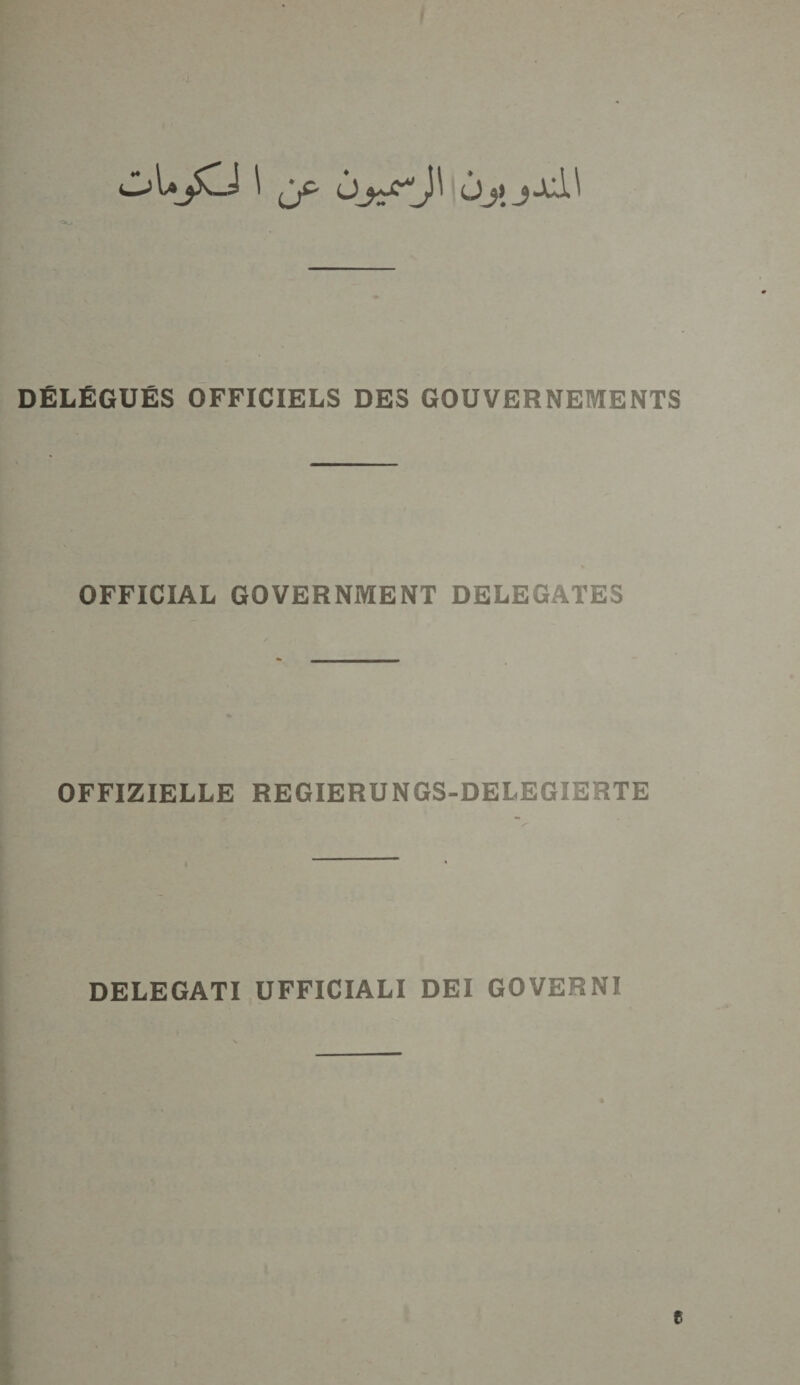 a DÉLÉGUÉS OFFICIELS DES GOUVERNEMENTS OFFICIAL GOVERNMENT DELEGATES OFFIZIELLE REGIERUNGS-DELEGIERTE een DELEGATI UFFICIALI DEI GOVERNI 