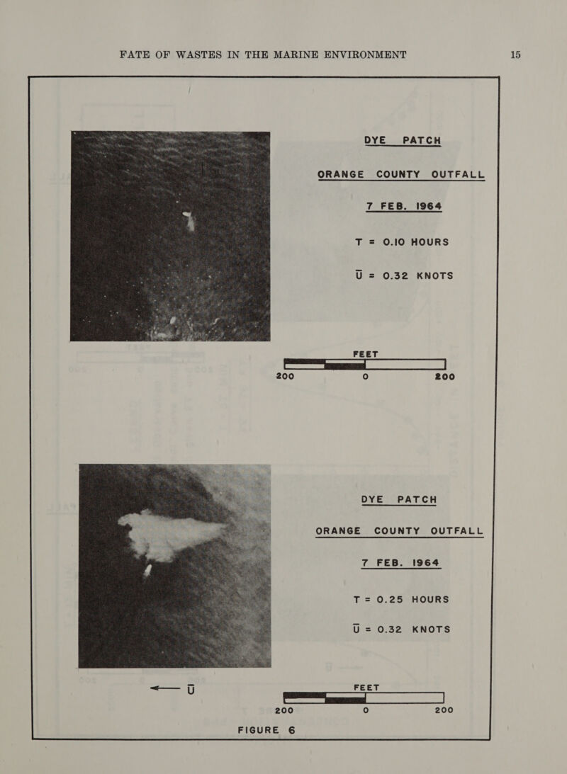 DYE PATCH ORANGE COUNTY OUTFALL 7 FEB. 1964 0.10 HOURS 0.32 KNOTS 200