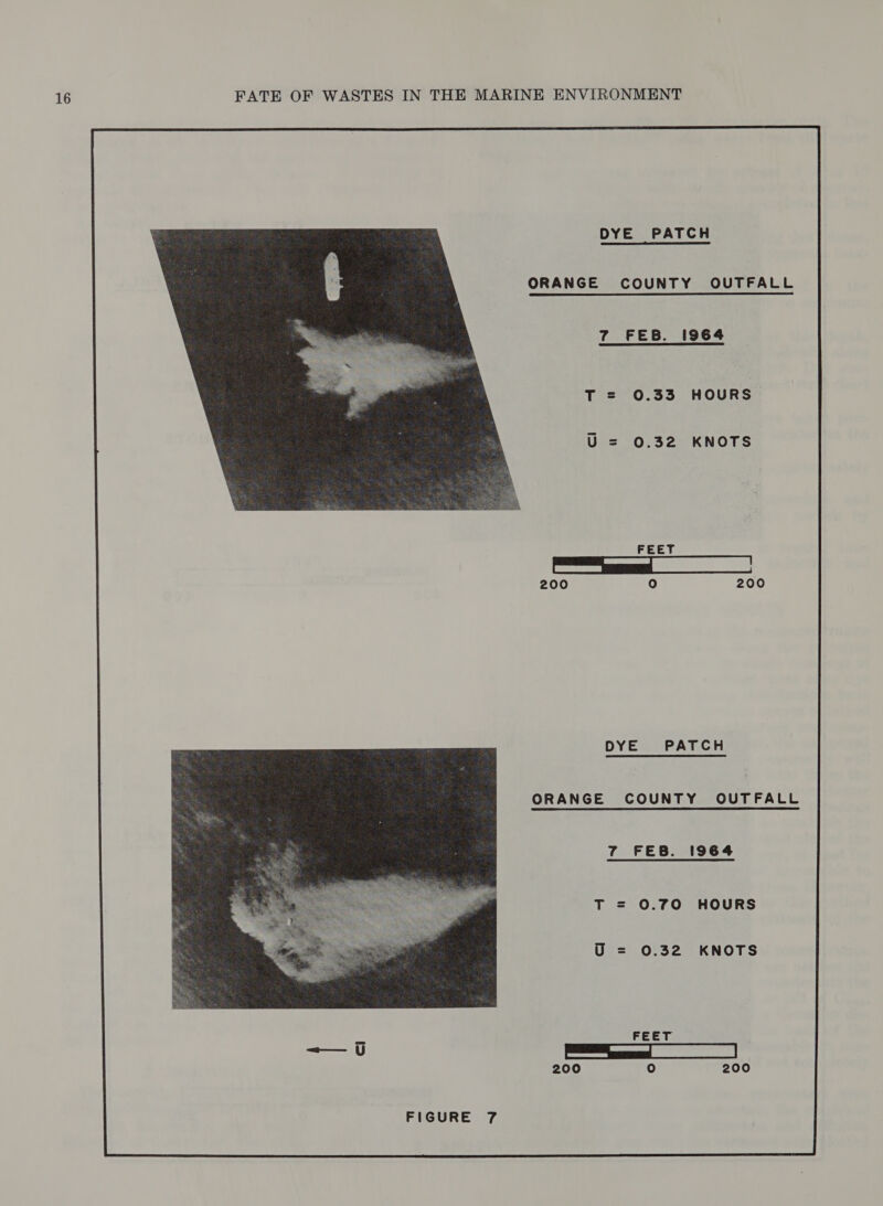 DYE PATCH 7 FEB. 1964 0.33 HOURS 0.32 KNOTS DYE PATCH ORANGE COUNTY OUTFALL 7 FEB. 1964 