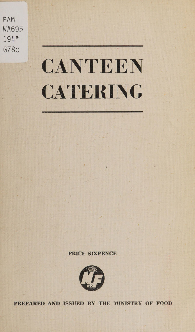 PAM WA695 194* G78C CANTEEN CATERING PRICE SIXPENCE 