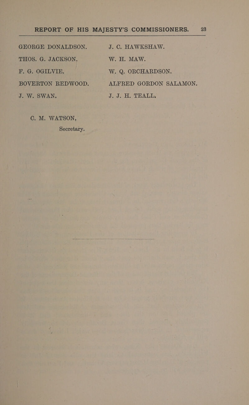 GEORGE DONALDSON. THOS. G. JACKSON. F. G. OGILVIE. J. W. SWAN, C. M. WATSON, Secretary. J. C. HAWKSHAW. W. H. MAW. W. Q. ORCHARDSON. ALFRED GORDON SALAMON. J. J. H. TEALL. 