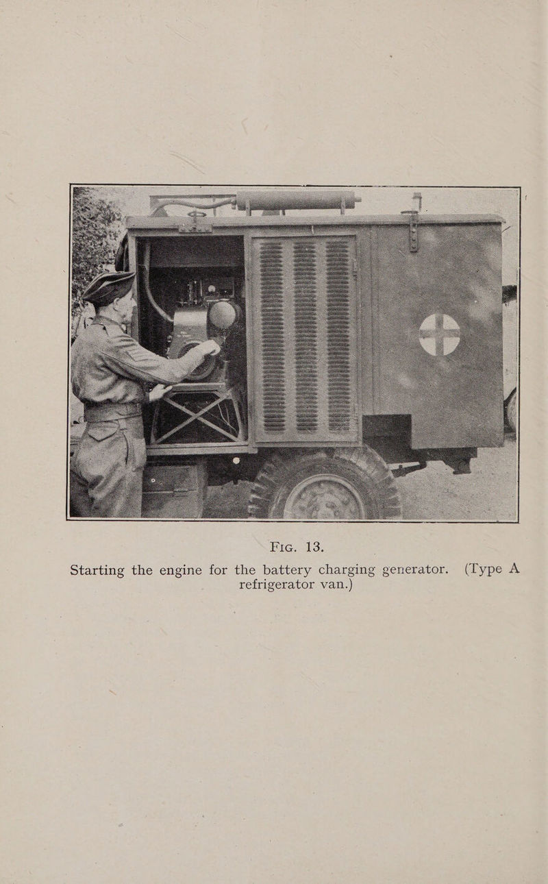 Starting the engine for the battery charging generator. (Type A refrigerator van.)