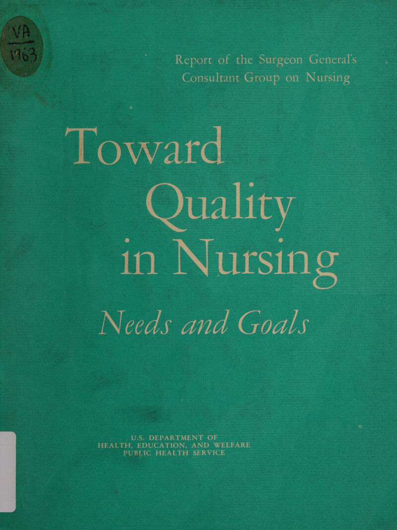  Report of the Surgeon General's Consultant Group on Nursing Toward Quality in Nursing Needs and Goals U.S. DEPARTMENT OF HEALTH, EDUCATION, AND WELFARE PUBLIC HEALTH SERVICE