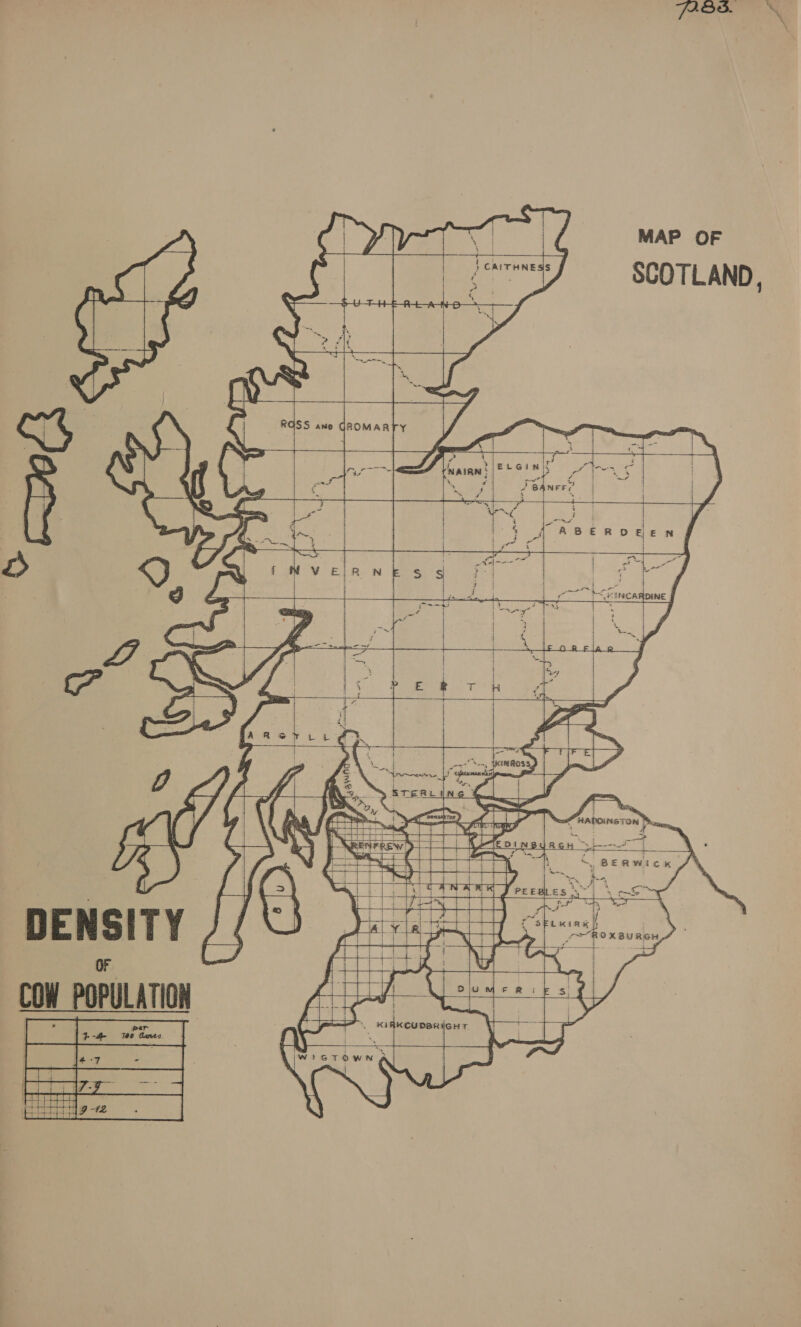    MAP OF SCOTLAND,  y,            DENSITY J cow pPuATION      