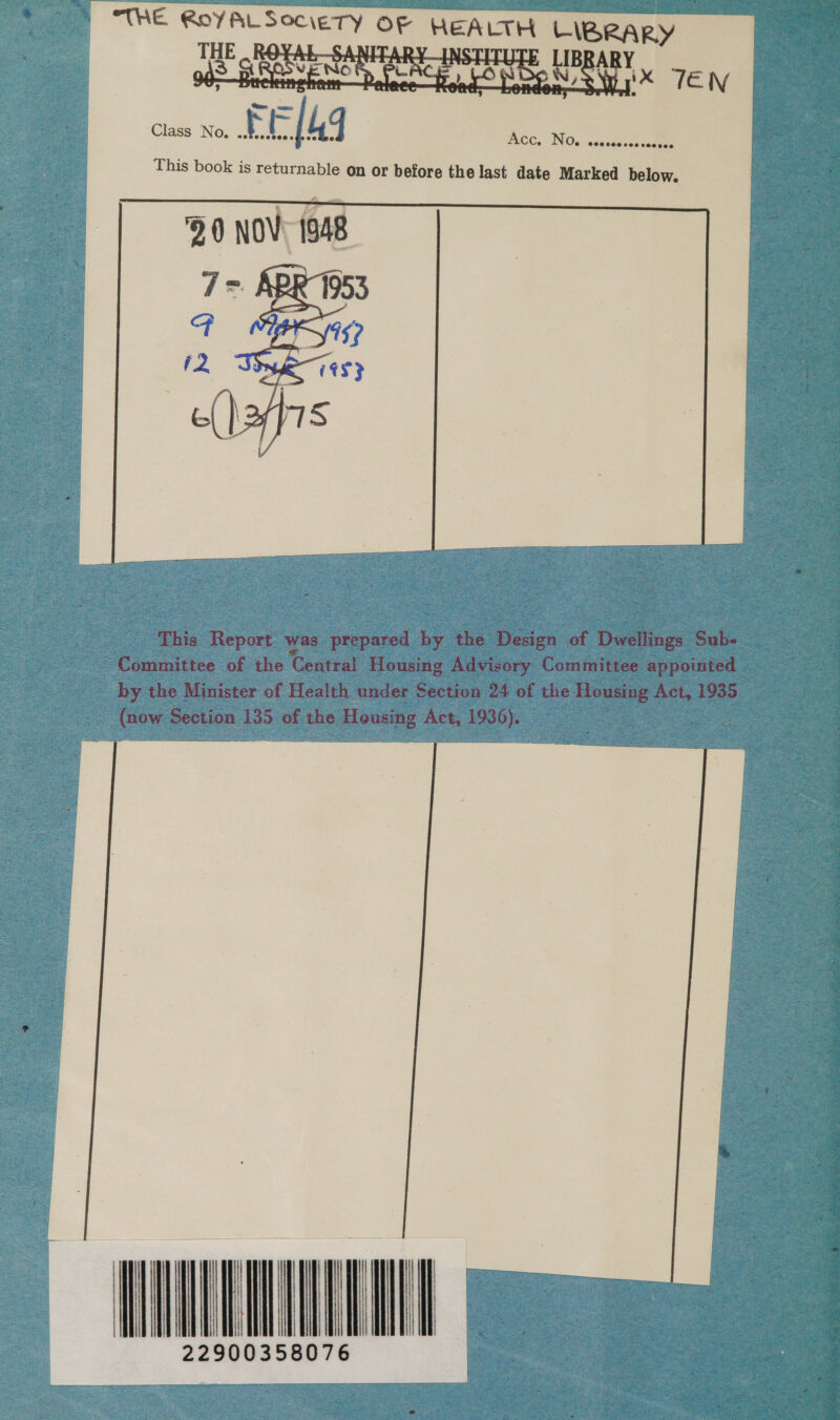     This Report was prepared by the Besien of Dwellings Subs Committee of the Central Housing Advisory Committee appointed by the Minister of Health under Section 24 of the ee Det 1935 ane Section 135 of the Housing ae eh 3  'l| WONILNAAUEM 22900358076    | | |         | ep