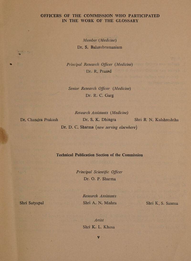  OFFICERS OF THE COMMISSION WHO PARTICIPATED IN THE WORK OF THE GLOSSARY Member (Medicine) Dr. S. Balasubramaniam Principal Research Officer (Medicine) ' Dr. R,. Prasad Senior Research Officer (Medicine) Dr. R. C. Garg Research Assistants (Medicine) Dr, Chandra Prakash Dr. S. K. Dhingra Shri R N. Kulshreshtha Dr. D. C. Sharma (now serving elsewhere) Technical Publication Section of the Commission Principal Scientific Officer Dr. O. P. Sharma Research Assistants . ‘Shri Satyapal — | Shri A. N. Mishra Shri K, S. Saxena Artist Shri K. L. Khosa Vv