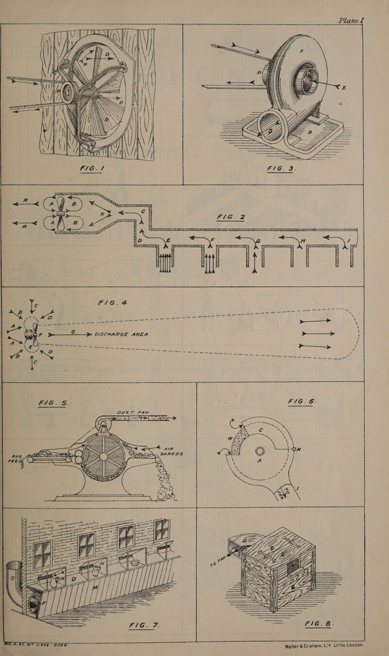Plate I  FIG 3 FSG. +     FIG. 6.  OUST FAN . jah. ee  FPLC... S.   ees - | ELS |) Rice \4\ fey  a  Weller &amp;Graham, L2¢ Litho. London. +07, WT 273966. 2000-