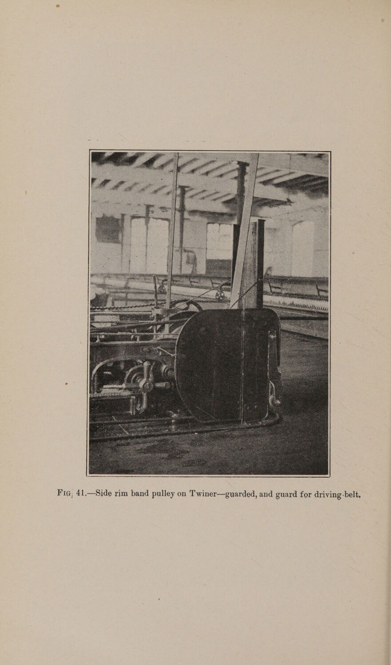 Fig, 41.—Side rim band pulley on Twiner—guarded, and guard for driving-belt,
