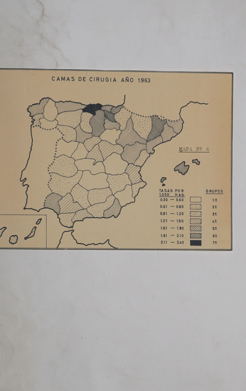        La  TASAS POR GRUPOS 1000 Hab. o 030 —o060 [ ] 0.61 — 090 0.91 — 120 121 — 150 EZ 151 — 180 p == SS 0, 7 181 —210 Ez ; 211 — 240 MN uN -. to jo jo ¡o jo jojo un  3 0 