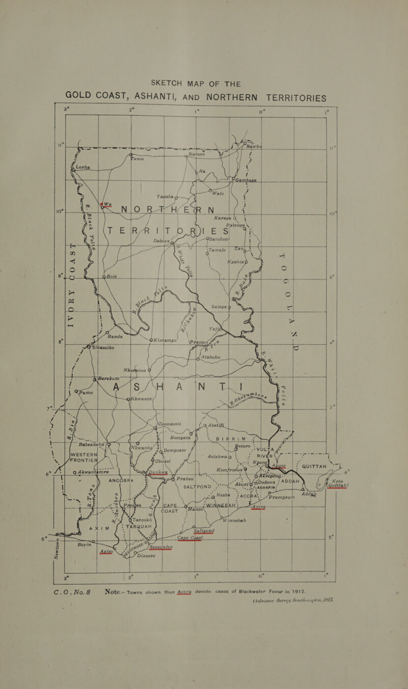         Wale                                      2a ) H/ ECR N \ eG | Karaga \ : Patenga’, TORIES i\ ig _—OSavelugi vans ya Ll \ 7 Yl r e fi 2 a ae y on © Salaga ta 1 Pg , é a »° ve ic \ = SS. = . e N=   jomassie                ; Le Hie ise ty Bompata | \ BIRRIM ee a yy Begoro *. Ve Dompoase , 0 VOLTA 4 = a Asiakwao : RIVER ia aI Sn i ea aK, c Nee f) : PRL OEE akase | 0 QuittaH A Y : Komfrodua Y Aes Faw 6° BY, Bi Gael = ® Akropong,-* — = VA n= 6 Prahsu we EHS % Doasive * ADDAH Y¥ Keta : ‘steet” Aburi O? - © /K Quittah) SALTPOND , se. tay fete AKWAPIM : A ena fo Fbeine ane SB Add, 220 Nsaba = ACC AX| /Prampram ak aise! VINNEBAH + : erates OAST a Winnebah | , i a Saltpond | | Cape Coast ie hee Sa 5° | =a {    