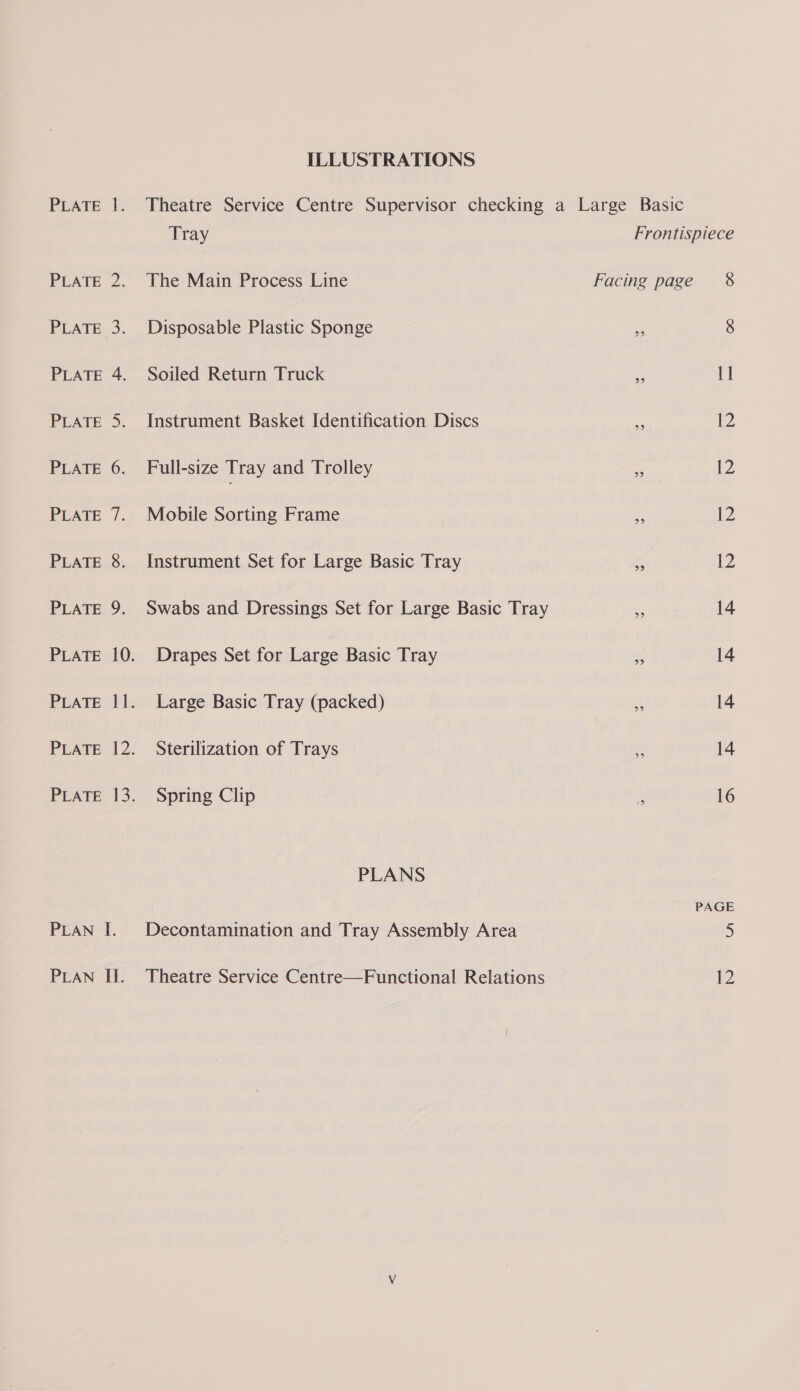 PLATE PLATE PLATE PLATE PLATE PLATE PLATE PLATE PLATE PLATE PLATE PLATE PLATE ~——s . ILLUSTRATIONS Tray Frontispiece The Main Process Line Facing page 8 Disposable Plastic Sponge #3 8 Soiled Return Truck nY 11 Instrument Basket Identification Discs ‘ 12 Full-size Tray and Trolley ze ie. Mobile Sorting Frame ie 12 Instrument Set for Large Basic Tray 43 12 Swabs and Dressings Set for Large Basic Tray ‘ 14 Drapes Set for Large Basic Tray af 14 Large Basic Tray (packed) H 14 Sterilization of Trays if 14 Spring Clip - 16 PLANS PAGE Decontamination and Tray Assembly Area 5 Theatre Service Centre—Functional Relations 12