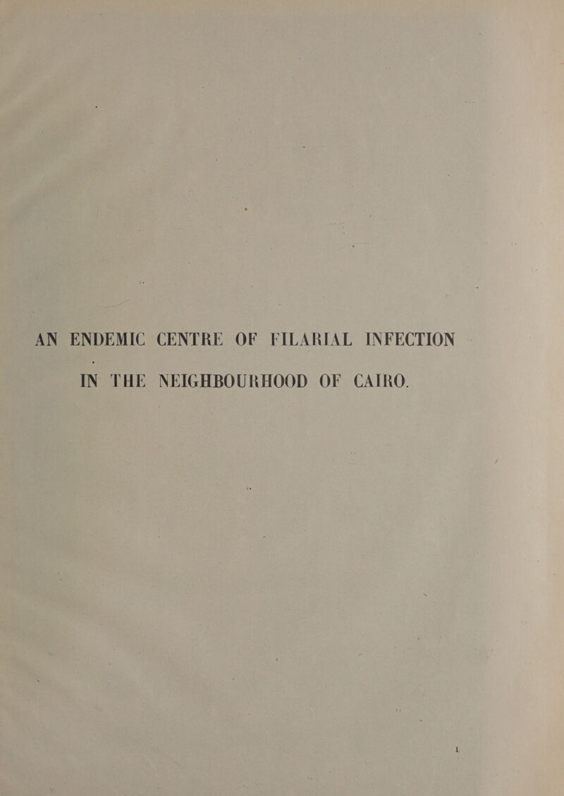 AN ENDEMIC CENTRE OF FILARIAL INFECTION | IN THE NEIGHBOURHOOD OF CAIRO.