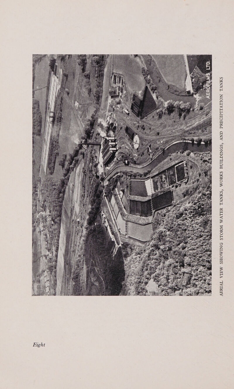  AERIAL VIEW SHOWING STORM WATER TANKS, WORKS BUILDINGS, AND PRECIPITATION TANKS