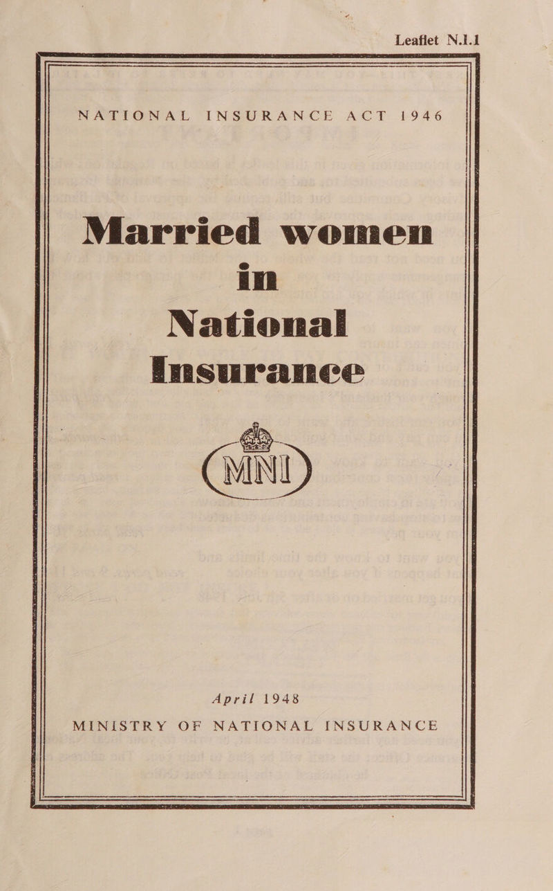  NATTONAL INSURANCE ACT 1946 Married women im National insurance