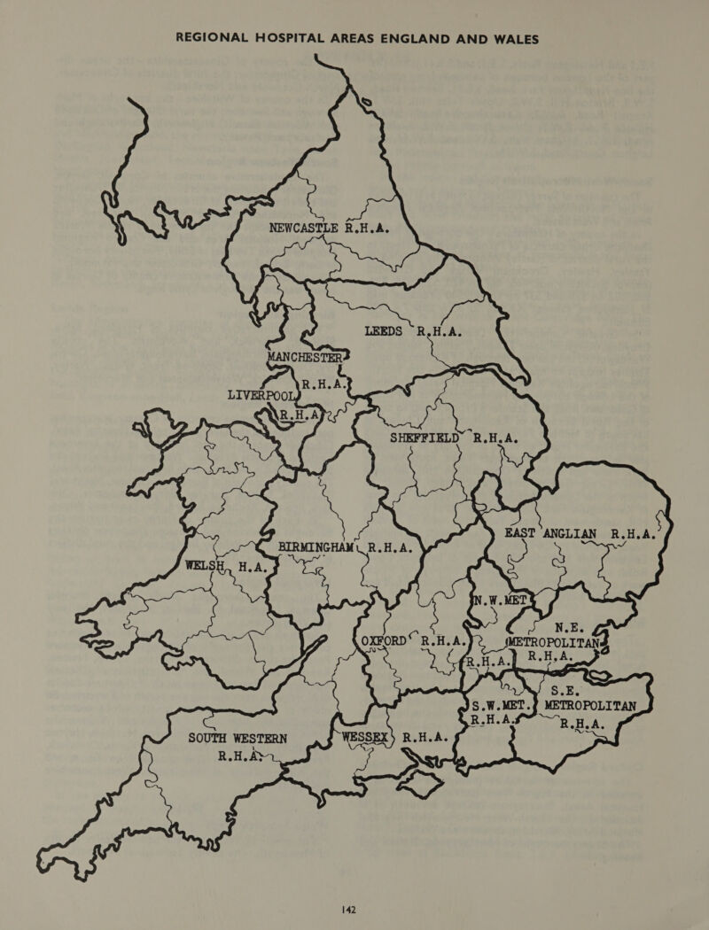 REGIONAL HOSPITAL AREAS ENGLAND AND WALES         NEWCASTLE R.H.A. N.E. METROPOLITAN R.H,A. 7.) METROPOLITAN y  SOUTH WESTERN Rona