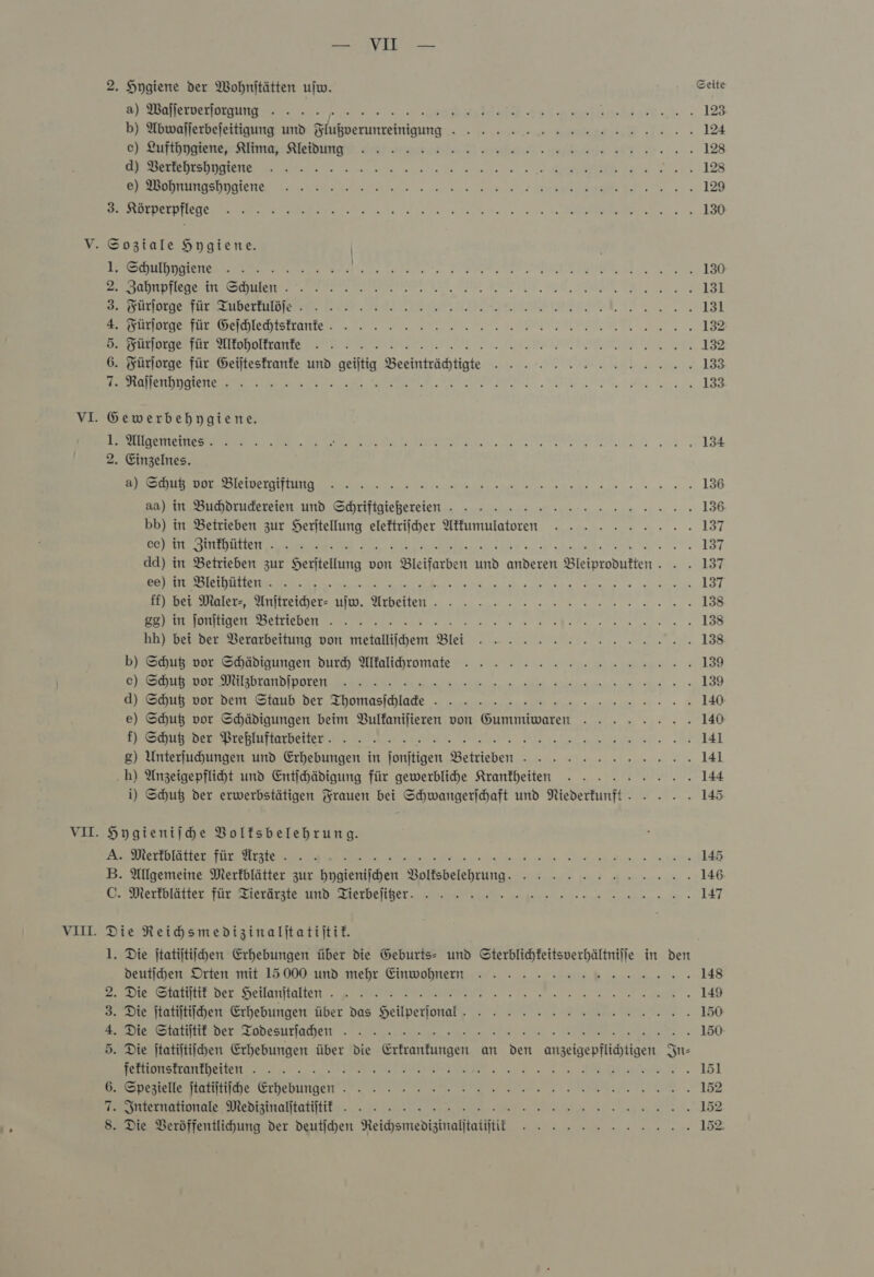 ‚vr VI. — VI — 2. Hygiene der Wohnſtätten ujw. Seite SI IBolerperitn ne ne re en ir Te ne a — 123 b) Abwafjerbefeitigung und Flußverumreinigung - &gt;» &gt; &gt; 22m men 124 u Suisse Sing rel are. 128 IS HEcHRIeN a ae Be ee nr ee La: 128 BRAUSDTURGSNIDIENEE Re F 129 Te el A 130 -IO OU PwWDRN - hrs gran a 62 1 res nr SER KR BB BE BP Eee KL RSS TER Da SEE III SE RE EEE 130 MRabnorleresneresntlent? 6 RN IN a 131 RRSUrIOrGE TEERSEHDEFTEDIERF ED REIS III Te 131 BE WITTOTRELTRELNOEILEISELHNIEEN ne AT EN, 132: BE HEIDTGEFTUEE N HODDINGRIE Be OR ent 132 . Yürlorge für Geiſteskranke und geütig Beeinträhtigte - » &gt;: &gt; 2 nn nn nen 133 BIST HDn tere ee an a 133 llgentemesulin,n 8.9. N ER 0— 134 Einzelnes. I SENT Ein anne 13 35) ni Bucppıudereien md ‚Söhrifigtebereien.. u use en 136 bb) in Betrieben zur Heritellung elektriſcher Akkumulatoren » 2». 22.2... 137 ER Re re 1% SEHEN RENT NORDERTER DERESL FRA, VE RER 137 dd) in Betrieben zur Herjtellung von Bleifarben und anderen Bleiproduften.. . . 137 BE Ip TE a ee nn er, 137 EI SBe store 2 Writreicher- ulm. „Arbeiten... 0.0 onen 138 AUSH IL re 138 hh) bei der Verarbeitung von metalliihdem Blei . -. : 138 b) Schuß vor Schädigungen durch Mlkalihromate - » &gt; &gt; &gt; 22 rn en nn 139 SE BE DEE ER EDTOSIDE en he en ee 139 RE) Kanu our ner Dlaub.ner Ihnmasichlade ., ne af nina m ie) are 140 e) Schuß vor Schädigungen beim Bulfanifieren von Gummiwaren . .» » 2.2... 140 UL ELLE One Bin. 141 g) Unterfuhungen und Erhebungen in fonjtigen Betrieben... 141 h) Anzeigepfliht und Entihädigung für gewerblide Krankheiten - » .» . 22... 144 i) Schuß der erwerbstätigen Frauen bei Schwangerihaft und Niederfunft. - . - -» 145 VIII. ARE ERTBIG EIER TEN a in en ie ee ante 145 B. Allgemeine Merkblätter zur hygienischen Bolksbelehrung. - » » &gt; &gt; 2 146 1. Die jtatijtiihen Erhebungen über die Geburts: und GSterblihfeitsverhältnilie in den Besssichen: Ortenmutt15000.amb ehr Einwohnern wi... 148 ae tsttlinit Der. Setlanflakter,. zu 149 3. Die ftatiftifhen Erhebungen über das Heilperfonal. . &gt; 2 2 150 MEERE EHGTRISELDETETODSSULIGIENE = Aare Zrraen wc es, &gt; A 150 5. Die jtatiftiihen Erhebungen über die Erkrankungen an den anzeigepflihtigen In— 1 u Eine 3 151 e tr ae a REN ER, 152 BE HER 152