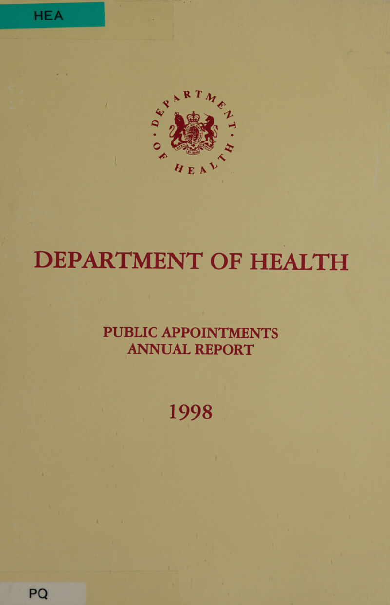   DEPARTMENT OF HEALTH PUBLIC APPOINTMENTS ANNUAL REPORT 1998 PQ