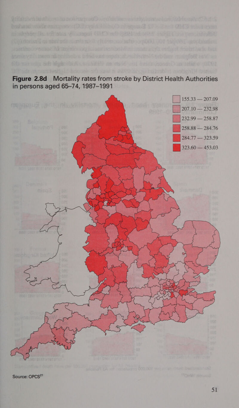 in persons aged 65-74, 1987-1991     |_| 155.33 — 207.09 __ | 207.10 — 232.98 | 1232.99 — 258.87 |] 258.88 — 284.76 Py 234.77 — 323.59 I 323.60 — 453.03    