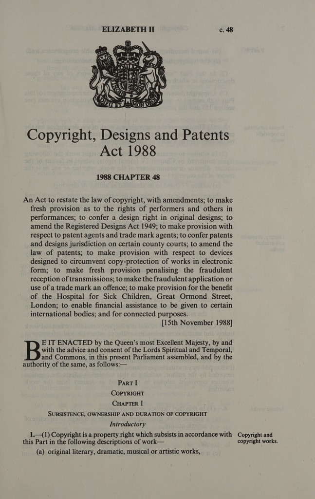 1988 copyright designs and patents act online