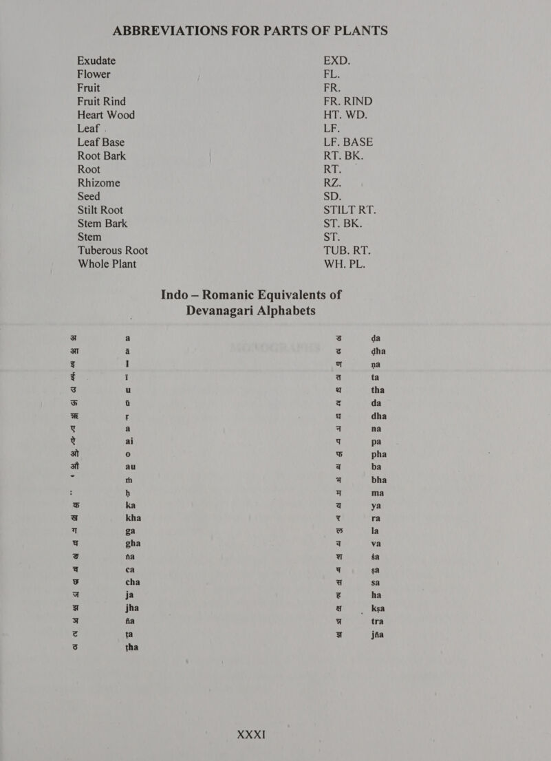 Sl ~ Exudate Flower Fruit Fruit Rind Heart Wood 1681 . Leaf Base Root Bark Root Rhizome Seed Stilt Root Stem Bark Stem Tuberous Root Whole Plant &amp; 9 ॐ ole = &gt; &amp; cha ५ ५ ५ 4 dda ५ 4 ् SD. STILT RT. ST. BK. ST. TUB. RT. WH. PL. Devanagari Alphabets XXX] da dha na pa pha 43a a ma ५ 3 44.५१ ५ 4 ~+ द ५ &amp; 3 44 al or ॐ 4 ~ ena a x a (1