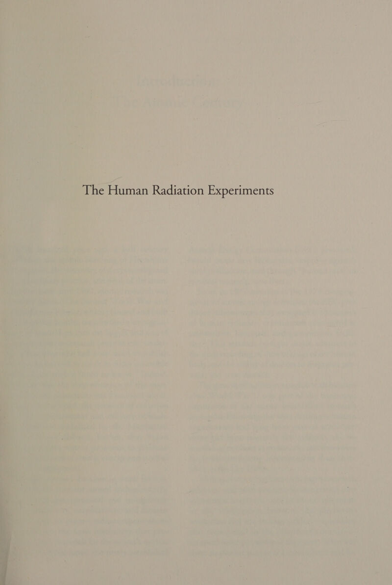 The Human Radiation Experiments