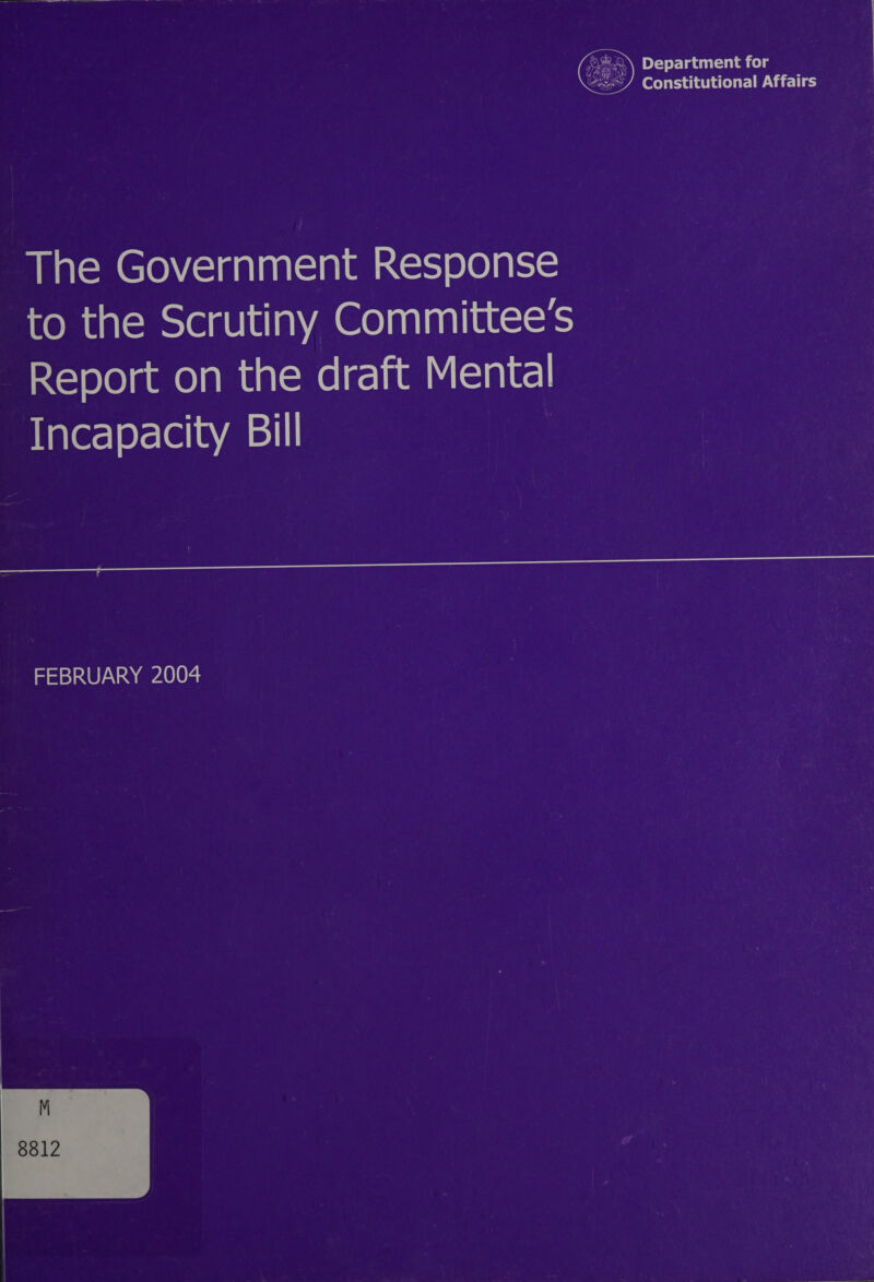 28) Department for “x / Constitutional Affairs  The Government Response to the Scrutiny Committee's Report on the draft Mental Incapacity Bill | FEBRUARY 2004 