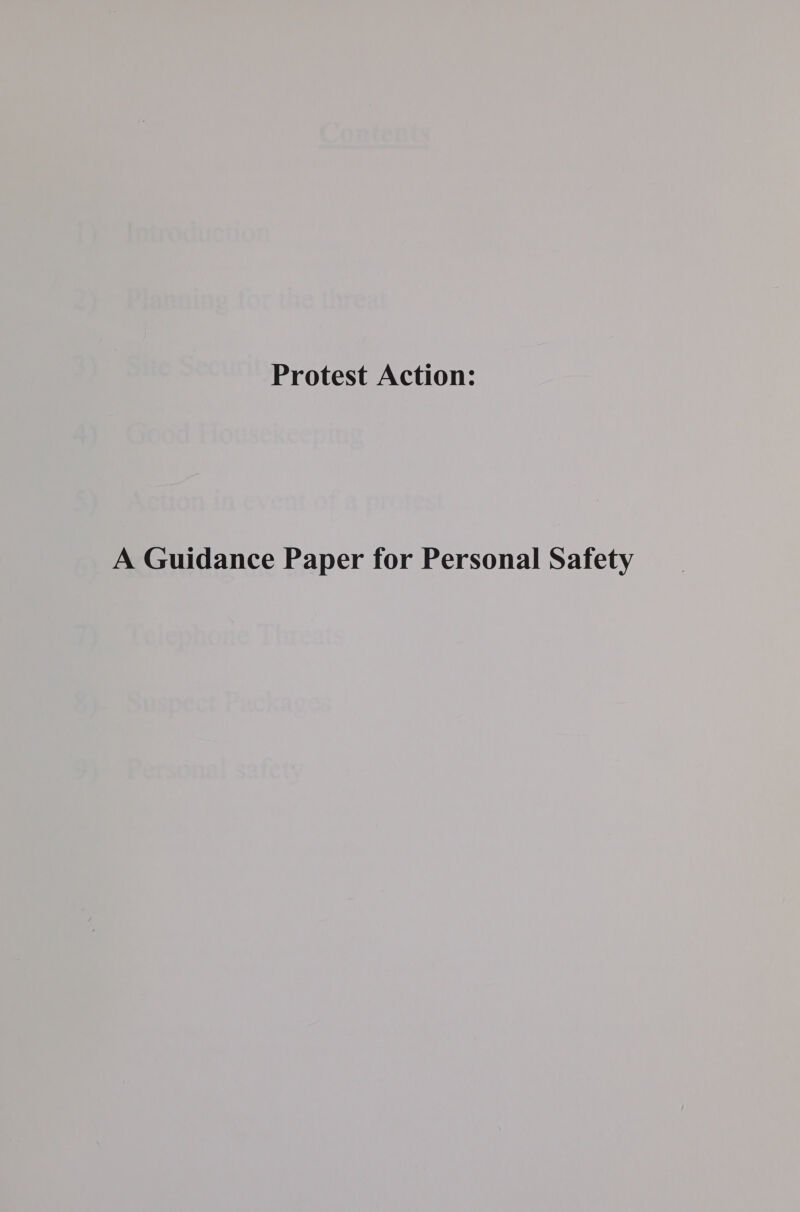 Protest Action: A Guidance Paper for Personal Safety