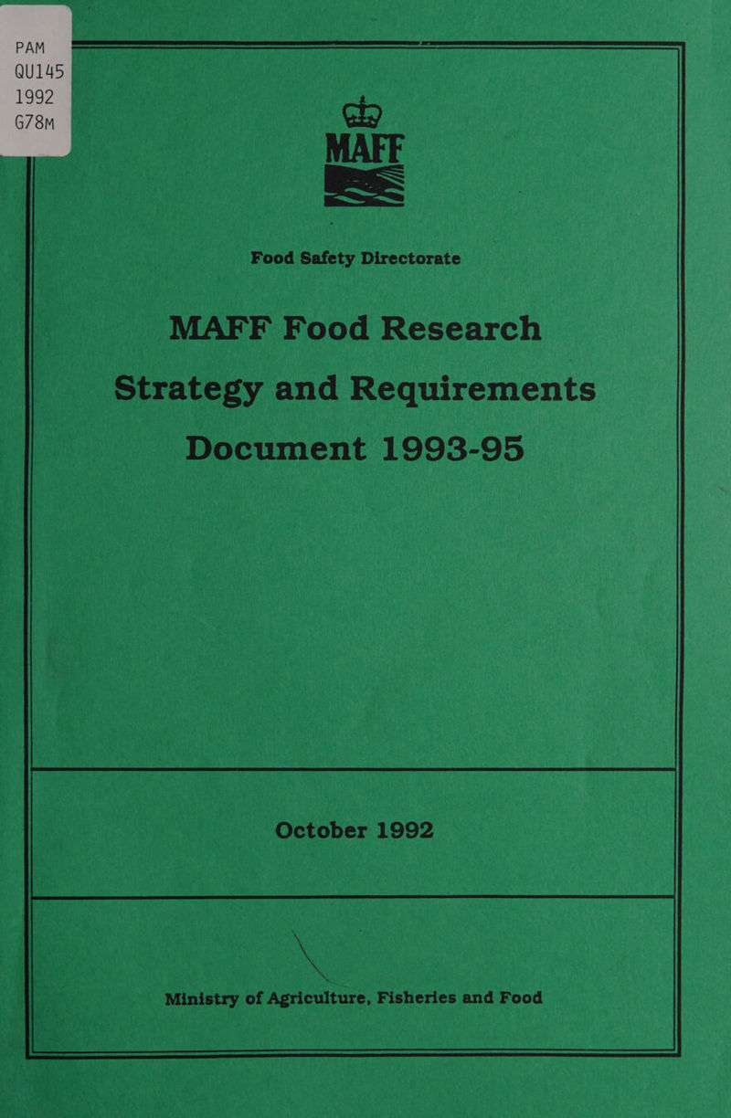 Food Safety Directorate Strategy and Requirements Document 1993-95  October 1992 